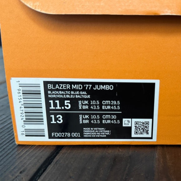 Men’s Nike Blazer MD ‘77 Jumbo (Black/Baltic Blue) Size 11.5 – Pre-Owned - Picture 9 of 10